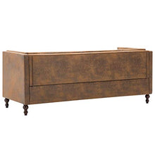SKM Divano Chesterfield a 3 posti in Tessuto Scamosciato Marrone