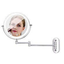 SYue Specchio Illuminato a Parete Specchio per Trucco con luci a LED, Specchio Rotondo per Trucco Cromato, Rotazione di 360, Perfetto per toeletta da Camera da Letto o vanità del Bagno