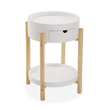 Tavolino Comodino con cassetto 2 Ripiani Moderno Legno Bianco per Camera da Letto casa Soggiorno