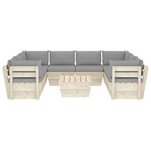 SKM Set Divani da Giardino su Pallet 9 pz con Cuscini Legno Abete (179.1kg) Grigio-3601