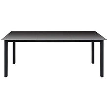 OUSEE Tavolo da Giardino Nero 190x90x74 cm in Alluminio e Vetro