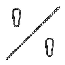 Sinzau - Catena di prolunga per poltrona sospesa, in acciaio inox, con due moschettoni, colore: Nero