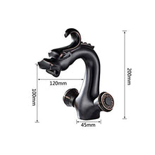 SXJ Rubinetto del Bagno Bronzo Spazzolato, Rubinetto per Lavabo A Due Fori Monoforo, Design retrò, Rubinetto per Lavabo con Lavabo