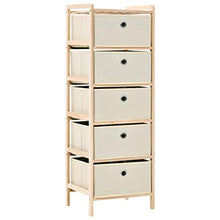 FAMIROSA Armadietti 2 pz con 5 Cesti in Tessuto e Legno di Cedro Beige