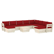 SKM Set Divani da Giardino su Pallet 11 pz con Cuscini Legno Abete (204.7kg) Rosso-3693