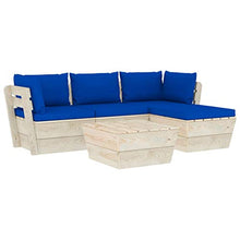 SKM Set Divani da Giardino su Pallet 5 pz con Cuscini Legno Abete (82.2kg) Blu