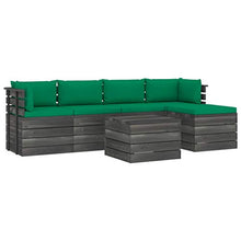 FAMIROSA Set Divani da Giardino su Pallet 6 pz con Cuscini Massello Pino-1868