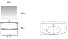 Set Mobile Curvo Lavabo Specchio LED Arredo Bagno Moderno Virginia90 CERAMICHEMIRANDA-Tessuto