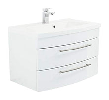 Posseik Luna - Mobile da bagno in MDF, 16 mm, colore: Bianco lucido
