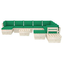 SKM Set Divani da Giardino su Pallet 12 pz con Cuscini Legno Abete (218.2kg) Verde-3701