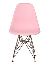 Sedia da pranzo in plastica modellata con base in metallo e gambe in acciaio per soggiorno, camera da letto, sala d'attesa, ufficio, caffè, reception, set da 4 pezzi, colore: rosa