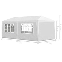 vidaXL Tenda per Feste 3x6 m Bianca in Acciaio e PE Tendone da Giardino Gazebo