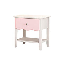 M&Z - Comodino bianco e rosa, in legno, con 1 cassetto, mobile portaoggetti, tavolo da notte, 45,7 x 35,5 x 49 cm