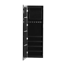 homcom – Armadio Portagioielli da Parete con Specchio in Legno MDF, Nero,37x9.5x121cm