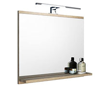 DOMTECH Specchio da bagno con ripiani in rovere Sonoma con illuminazione a LED