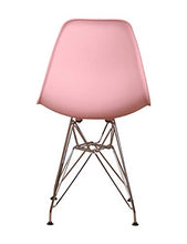 Sedia da pranzo in plastica modellata con base in metallo e gambe in acciaio per soggiorno, camera da letto, sala d'attesa, ufficio, caffè, reception, set da 4 pezzi, colore: rosa