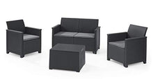 Keter Emma Lounge Set, Mobili da Giardino con Divano 2 Posti, 2 Poltrone e Tavolino, Grafite