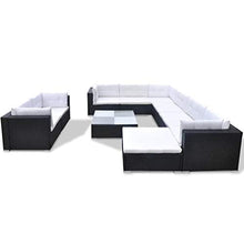 vidaXL Divano da Esterno Set 32 pz in Polirattan Nero Sofa Giardino Patio