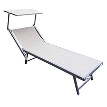 Lettino Sdraio da mare Ecrù in Acciaio con Parasole dimensioni 180x60x38/76H cm