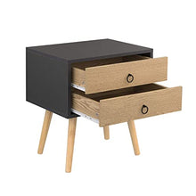 EUGAD Comodino da Letto con Due Cassetti Tavolino Grigio Moderno Comodino Piccolo da Camera Gambe in Legno Massello 0062ZZ