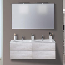 mazzoni Mobile da Bagno Sospeso 120cm Maiorca Light Doppia Vasca Bianco Frassinato