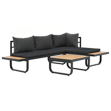 Tidyard 3 pz Set Divano da Giardino ad Angolo Cuscini in Alluminio e WPC,Divano 3 Posti,Salotto da Giardino,Divano Angoalre,Divano da Esterno
