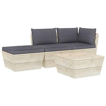 FAMIROSA Set Divani da Giardino su Pallet 4 pz con Cuscini Legno Abete-3432