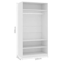 Cikonielf Armadio Aperto Camera da Letto con 3 Piccoli Scomparti 1 Ampio Scomparto con Asta per Appendere i Vestiti 100 x 50 x 200 cm Bianco