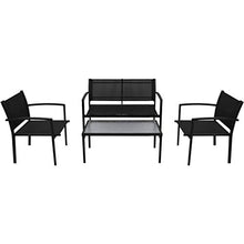 vidaXL Set Mobili da Giardino 4 pz Tavolino Sedie e Panchina da Esterno Nero