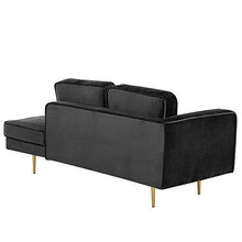 Beliani Chaise Longue Versione Sinistra Velluto Nero Piedi in Metallo e Cuscini MIRAMAS - Arredi Casa