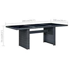 FAMIROSA Tavolino da Giardino Grigio Scuro Polyrattan e Vetro Temperato