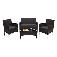Mendler Salottino da Esterno Giardino HWC-F55 polyrattan Marrone con Cuscini Grigio Scuro