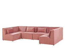 Beliani Moderno Divano 6 Posti Forma U in Velluto Colore Rosa Lemvig