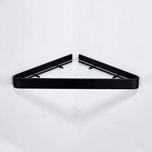 Mensola in Vetro per Bagno, treppiede angolare cestello angolare per Bagno, Spazio Bagno Nero in Alluminio L34,5 cm e Tempi; L 23 cm