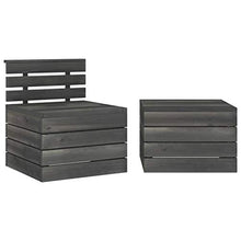 FAMIROSA Set Divani da Giardino su Pallet 2pz Pino Massello Grigio Scuro