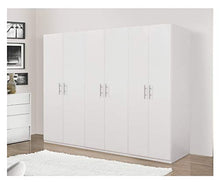 Dmora Armadio a 6 Ante battenti, Bianco Opaco,con Tubo Appendiabiti cm 207x 53 x h202