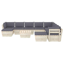 SKM Set Divani da Giardino su Pallet 11 pz con Cuscini Legno Abete (204.7kg) Antracite