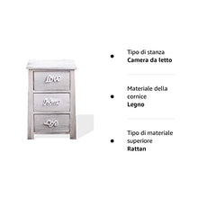 Rebecca SRL Comodino Mobiletto con 3 cassetti Bianco Grigio Shabby Chic Camera Arredo Casa (cod. RE4565)