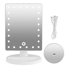Specchio da trucco, 20 LED 10X manifesto specchio cosmetico touch screen USB ricarica specchio trucco