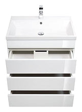 Mobile bagno a terra Via 70 bianco lucido, 3 cassetti senza maniglie