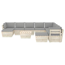 SKM Set Divani da Giardino su Pallet 11 pz con Cuscini Legno Abete (204.7kg) Grigio