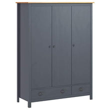 FAMIROSA Armadio a 3 Ante Hill Range Grigio 127x50x170cm Massello Pino