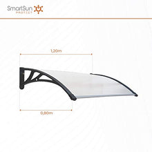 SmartSun Tettoia Easy Black 120 x 80 cm spessore 5,2 mm extra resistente tetto porta protezione