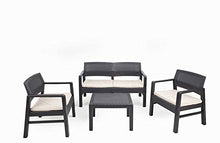 Dmora Salottino per Interno ed Esterno Composto da: 2 poltrone, 1 Divano a Due posti e 1 tavolino, con Cuscini, Made in Italy, Antracite