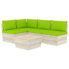 FAMIROSA Set Divani da Giardino su Pallet 5 pz con Cuscini Legno Abete-3491