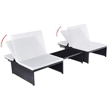 vidaXL Lettini Prendisole da Giardino a 2 Posti 5 pz Poli Rattan Nero Sdraio