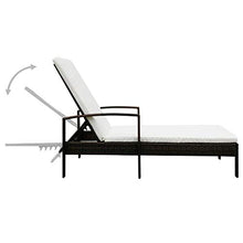 vidaXL Lettino Prendisole Reclinabile con Cuscino Poli Rattan Marrone Sdraio