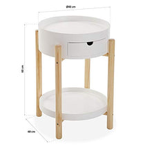 Tavolino Comodino con cassetto 2 Ripiani Moderno Legno Bianco per Camera da Letto casa Soggiorno
