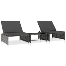 vidaXL - Lettino prendisole 2 pezzi, con tavolo in polyrattan, colore: Grigio