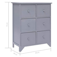 E E-NICES Armadietto con 6 Cassetti Grigio 60x30x75cm Legno di Paulownia